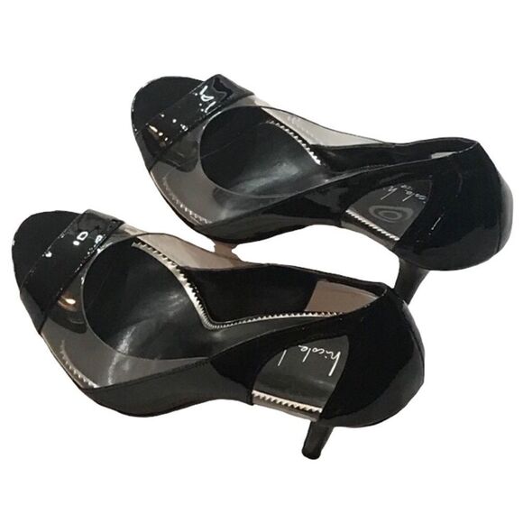 Nicole Miller Black Clear Shoes Size 8 - Picture 2 of 15